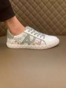 chaussure classique giorgio armani sneakers cuir de vache imprime ax blanc